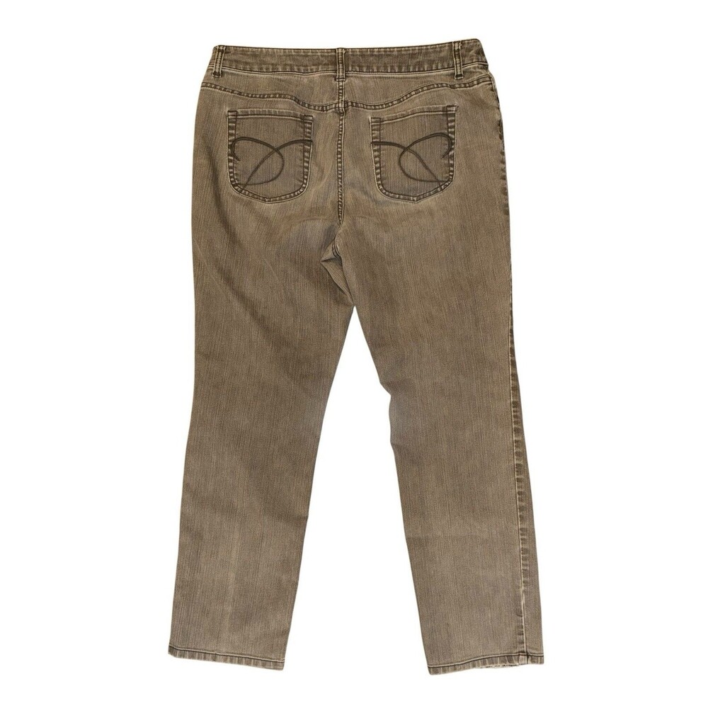 Chico’s Platinum Denim Grayish Brown Distressed Mid Rise Jeans Size Large (2.5) - Picture 3 of 13